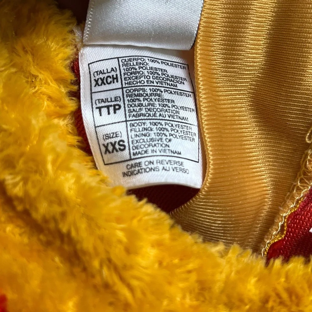 Disney Store‎ Winnie the Pooh Costume Kids XXS Yellow Red Plush Hooded Romper
